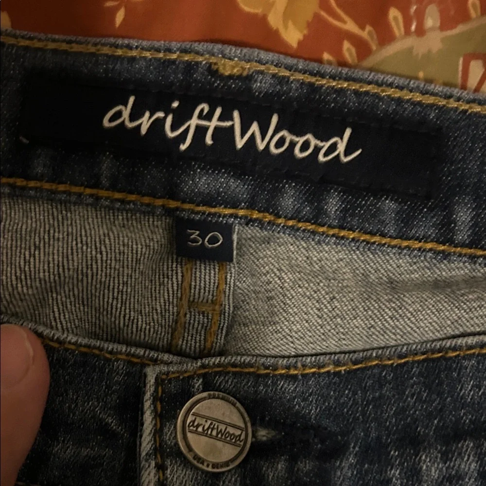 DRIFTWOOD Blue Straight-Leg Jeans with Side Button Accents